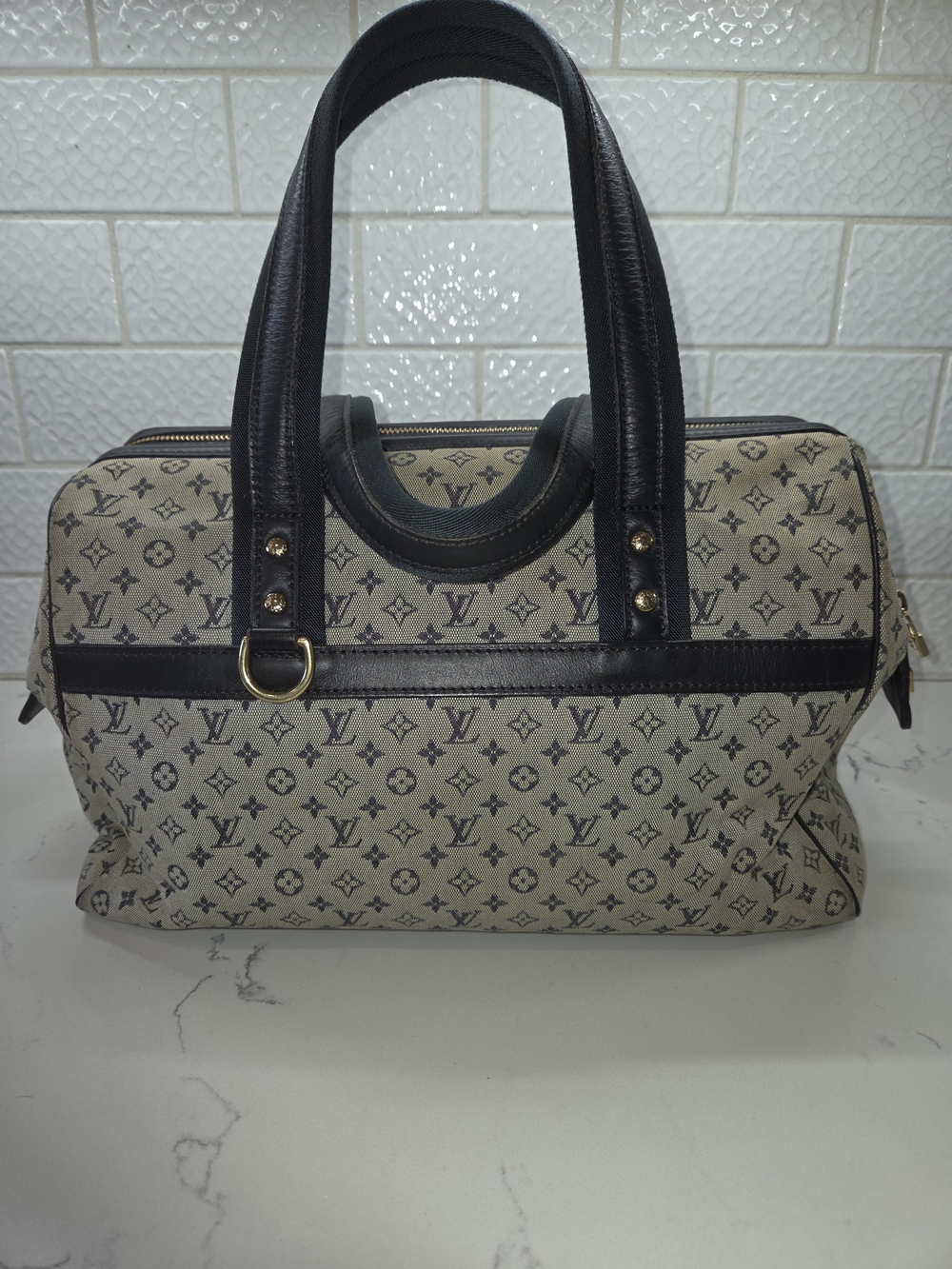 Authentic Louis Vuitton Monogram Mini Lin Josephine GM Navy Bag